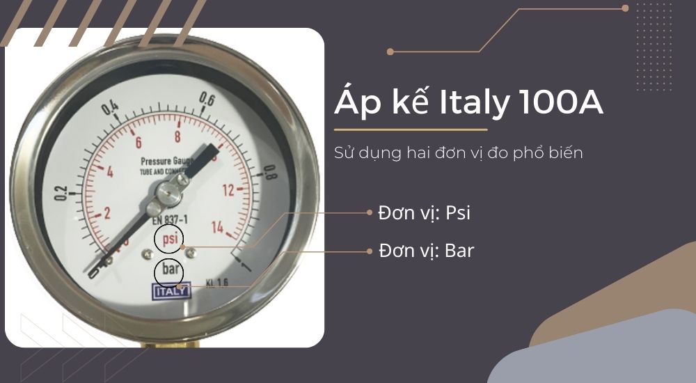 Áp kế Italy 100A sử dụng các đơn vị đo phổ biến