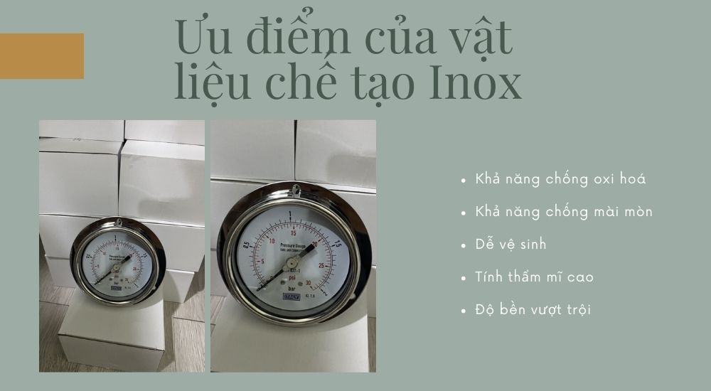 Ưu điểm vật liệu chế tạo áp kế Italy inox