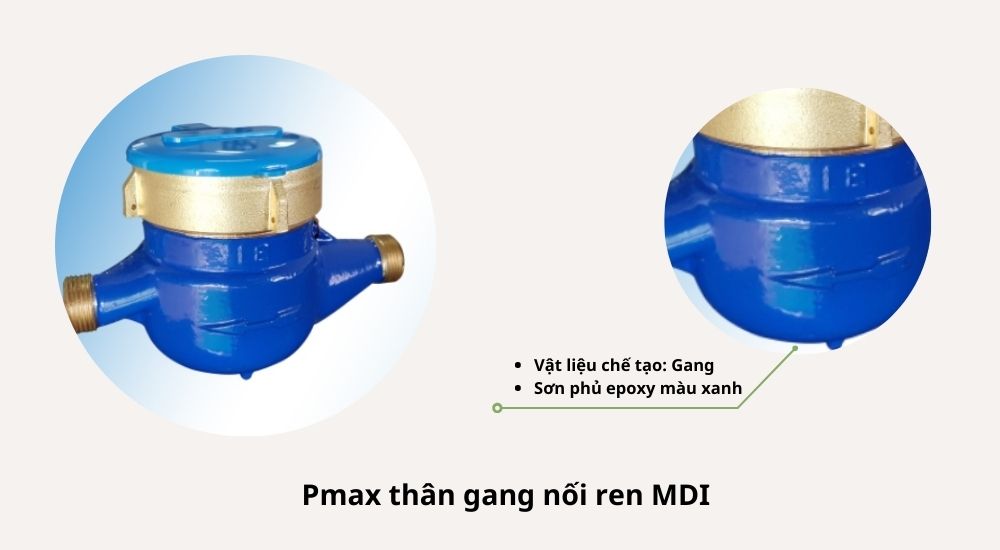 Pmax thân gang nối ren MDI đạt chất lượng cao