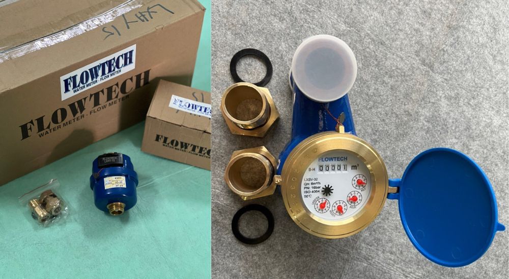 đồng hồ nước flowtech lắp đứng