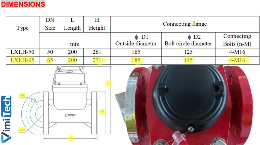 kích thước flowtech lxlh-50