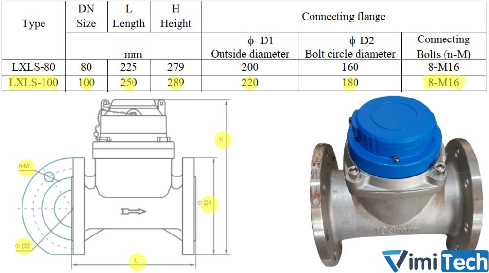 kích thước flowtech lxls 100