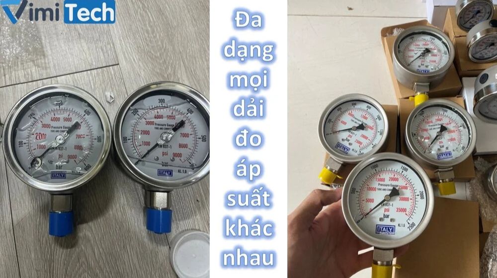 dải đo đồng hồ áp suất italy