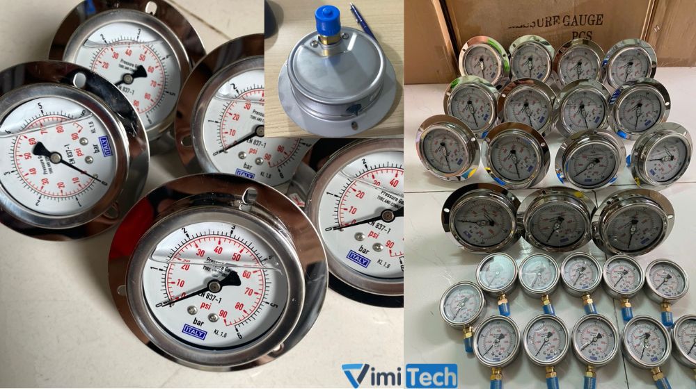 đồng hồ áp suất italy chân sau