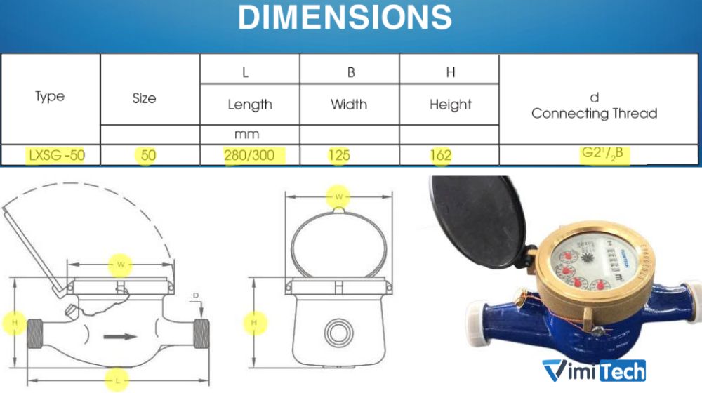 kích thước flowtech LXSG 50